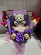 Bukiet z róż mydlanych,  Ferrero Rocher  I breloczek misia