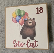 Kartka urodzinowa ręcznie robiona miś 18 dowolny napis imię 