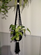 Kwietnik, kosz, wiszący  do sufitu lub karnisza, ozdoba, makrama