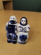 Figurka porcelanowa Gżel Gzhel baba chłop Akordeon USSR 