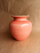 Piękny, ceramiczny, łososiowy wazon. 16cm. Waza. 