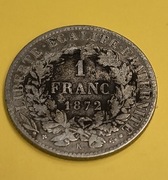 1 frank franc 1872 K Ceres Demeter srebro