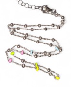 SREBRO 925 Apart naszyjnik celebrytka kulki koraliki kolorowe emalia