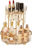 ORGANIZER NA KOSMETYKI I PERFUMY SZKATUŁKA EKSPOZYTOR PIĘKNY ZŁOTY OBRACANY