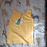 Żółta bawełniana koszulka bez rękawów 140