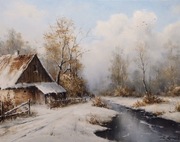 Art-124_Zimowy pejzaż - obraz olejny 50x40