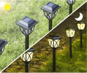ZESTAW 6 SZTUK LAMP SOLARNYCH OGRODOWYCH LED WBIJANYCH Z CZUJNIKIEM