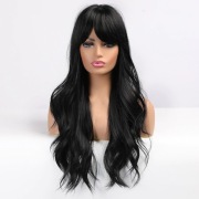 Peruka Włosy Czarne Fale Wavy Naturalny Wygląd długie jak prawdziwe czarne