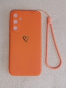 Plecki etui do smartfonu Samsung S23 fe pomarańczowe z sercem