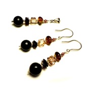 Fiolekart - Komplet, biżuteria artystyczna / bursztyn, Swarovski...