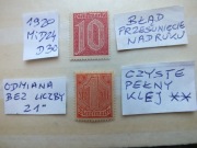 2szt. znaczki Mi D24 BŁĄD D30 Niemcy 1920r. CYFRY czyste ** DIENST Rzesza