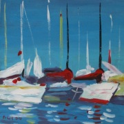 Jachty w porcie, 26x26, marynistyka, morze
