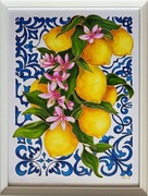 Cytryny obraz namalowany farbami do szkła 40x30 cm
