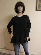 COS damski czarny sweter z falbaną 100% wełna _ M