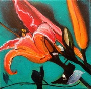 Lilia, 15 cm x 15 cm, obraz olejny na płótnie