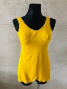 RESERVED Musztardowa bluzka tunika koronkowa na ramiączkach