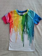 Kolorowa bluzka z krótkim rękawem farby jak malowana 34