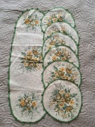 Vintage zestaw serwetki podkladki płótno lniane pamiątki PRL retro 