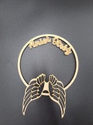 NAPIS drewniany skrzydła sklejka komunia makramy ANIOŁ STRÓŻ  15cmx20c 