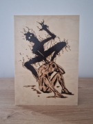 Depresja, A4, sklejka (prezent, obraz, ozdoba, pirografia)