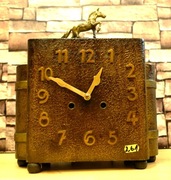 H.A.U,stary, niespotykany,zegar kominkowy-gabinetowy Art-Deco (261)