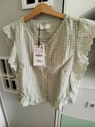 Bluzka w kratkę z falbanką ZARA dla dziewczynki rozmiar 140 nowa z metką