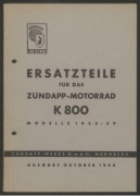 Katalog części Ersatzteile Zundapp K 800 model 1933-39