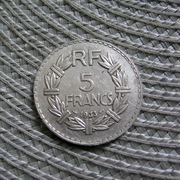 Francja 5 Frank 1933r - NIKIEL