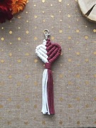 Biało Czerwone serce Makrama Rękodzieło 1 sztuka