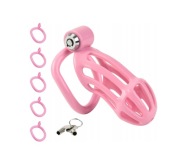 Różowy lekki pas cnoty chastityKlatka na penisa 5 oringów