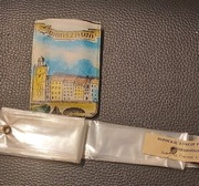 PRL-Kapturek przeciwdeszczowy z oryg.etykietą ,motyw Starówki Warszawy