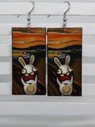 Kolczyki Krzyk Rabbit decoupage grafika obraz królik Edvard Munch Handmade
