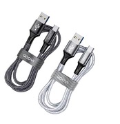 ZESTAW 2x KABEL USB TYPE C QOOVI QUICK CHARGE 1M MOCNY BIAŁY/CZARNY