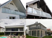 Szklane balustrady, balustrady ze stali nierdzewnej ze szkłem, na schody