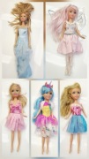 Zestaw 5 lalek Barbie, wróżka, księżniczka, modelka i inne.