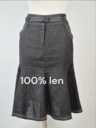 Bandoliera Spódnica Lniana Czarna Kontrastowe Przeszycia 100% Len L BDB