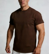 Koszulka t-shirt L męski czekoladowy brąz Old Money Modern Italy style