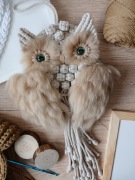 Sowa makrama puchata odcień beżu