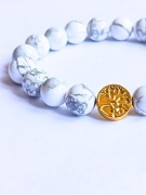 Bransoletka z Howlitu i Złotego Hematytu Drzewko Życia | NaKra Jewelry