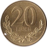 ALBANIA 20 leke 1996, KM# 78, AU