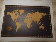 Mapa Świata na drewnie, obraz