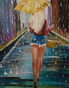 Żółta parasol - obraz