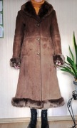 Długi kożuch damski ze skór naturalnych rozmiar 38.