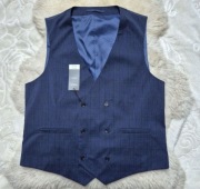 Kamizelka garniturowa L Granatowa w kratkę Burton Menswear London 