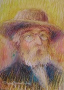 Judaica PORTRET ŻYD W KAPELUSZU pastel olejny 32x23cm