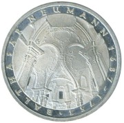 Srebrna moneta 5 marek - Johann Balthasar Neumann. Czytaj opis.