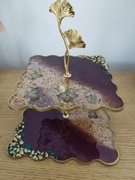 Rękodzieło Patera 2 piętrowa z żywicy epoksydowej fioletowy 