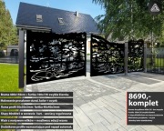 Brama skrzydłowa CNC -Wahadłowa - ogrodzenie-wilki las+ Furtka-komplet