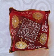 Patera Murano szkło rubinowe złocenia emalia lata 50–70 Włochy