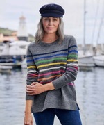 Woolovers wełniany sweter damski szary w paski 100% wełna owcza M 38 okazja